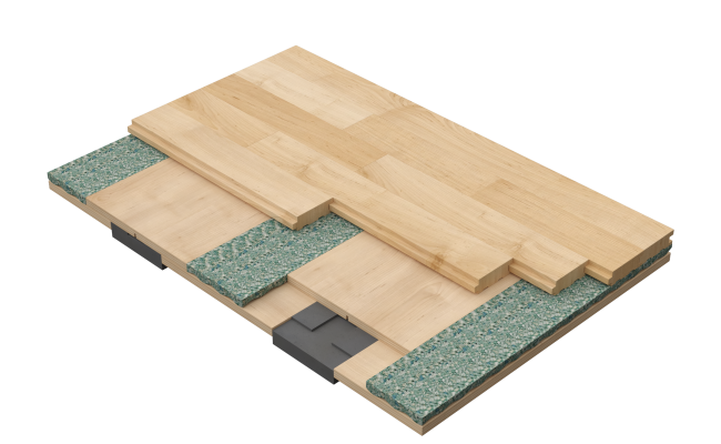 Connor<sup>®</sup> Sports VIP II hardwood sports flooring system engineered for advanced shock absorption, resilience, and long-term gym durability